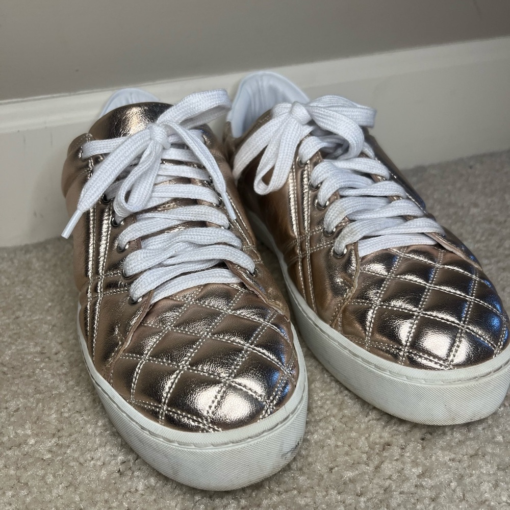 Burberry Rose Gold Quilted Sneakers